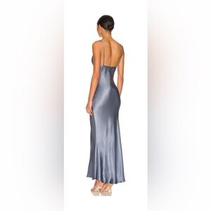 NWT Shona Joy La Lune Button Front Bias Slip Dress in Blue Smoke